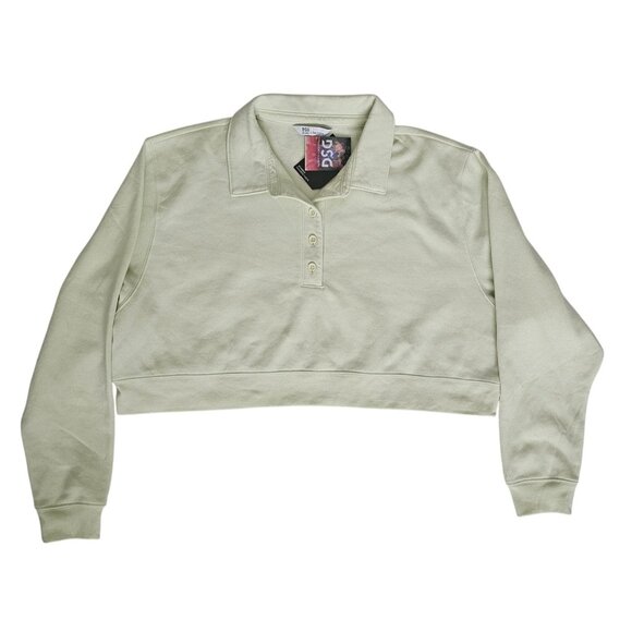 DSG Twitch Alison  Women's Favorite Fleece Collared Cropped Sweater Large NWT - Picture 2 of 11